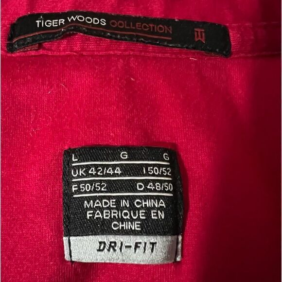 Tiger Woods Collection Red Dri-Fit Short Sleeve Men's Golf  Polo Shirt Sz Large - Picture 11 of 11